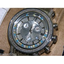 Men 3ct Moving Blue Joe Rodeo Tyler Diamond Watch Jtm1