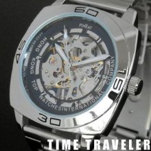 Men Mens Skeleton Hand Winding Mechanical Wrist Watch