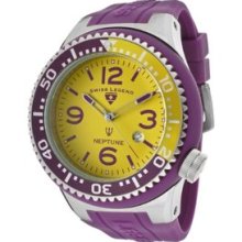 Men's 21818S-B-LAL Neptune Yellow Dial Purple Silicone