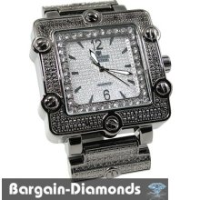 Mens Black Diamond Retro Watch Gunmetal-black Hip Hop Master Square Ice Out Max