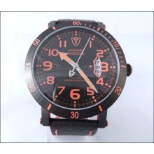 Mens Black/orange Detomaso Brindisi Dt1003-c Analogue Fashion Watch In Box