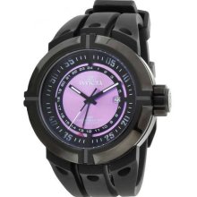 Men's Black Stainless Steel Force Quartz GMT Pink Dial Strap