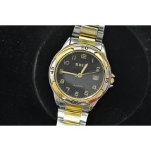 Mens Brut 2 Tone Quartz Wristwatch Movement Keeping Time!