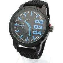 Mens Casual Sports Tire Pattern Silicone Watch Designer's Big Dial Black Blue