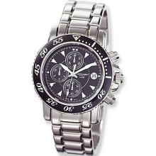 Mens Charles Hubert Black Ceramic Dial Chronograph Watch No. 3550-B