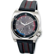 Mens Charles Hubert Leather Band Black Dial Multifunction Watch Xwa1786