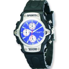 Mens Charles Hubert Rubber Band Blue White Dial Sport Chrono Watch