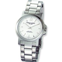 Mens Charles Hubert Stainless Steel Silver White Dial Watch