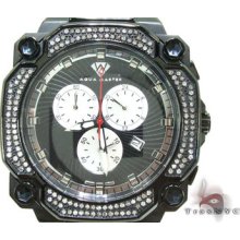 Mens Diamond Aqua Master W-142 Black Round Cut H Color Si1 Watch 1.30ct