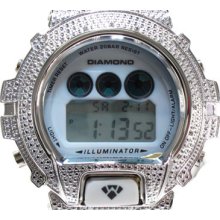 Mens Diamond Aqua Master Illuminator Shock Watch White H Color 0.15ct