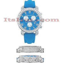 Mens Diamond Benny and Co Iced Out Watch 5ct Blue