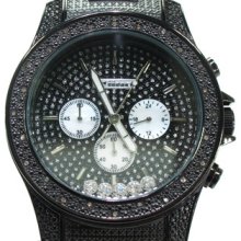 Mens Diamond JoJino Watch Round Cut H Color Black Dial IJ-1196 1.05ct