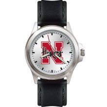 Mens Fantom University Of Nebraska Huskers Watch With Leather Strap