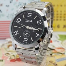 Mens Fashion Black 6 Hands Calendar Week Mechanical Watch Automatic Stainless/s