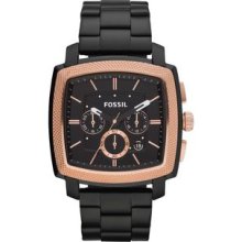 Mens Fossil Machine Black with Rose Stainless Steel Watch