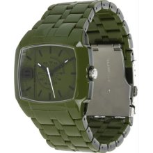 Men's Green Tone Plastic Resin Case and Bracelet Green Tone Dial Quart