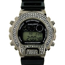 Mens Iced Out Custom Digital Sports Shock Black Watch