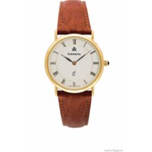 Men's Kremena Gold-pltd Case Lthr Band White Dial Swiss Watch