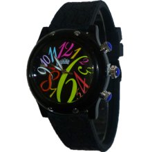 Mens Ladies Black White Silicon Watch Fancy Colorful Numbers