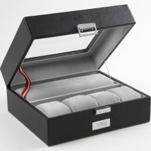 Men's Leather Watch Case - Black