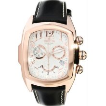 Men's Lupah Rose Gold Tone Stainless Steel Case Silver Dial Chronograph Leather