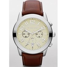 Men's Michael Kors Mercer Cream Dial Leather Watch Mk8292