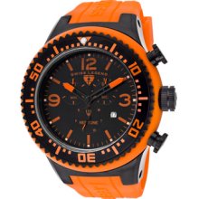 Men's Neptune Chronograph Black Dial Black IP Case Orange Silicon ...