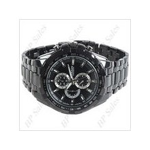 mens new Curren black & silvertone stainless steel watch w/black face & finish