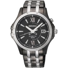 Mens Seiko Le Grand Sport Two Tone Stainless Steel Kinetic Black Dial Watch