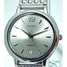 Mens Seiko Watch Stainless Steel Silver Dial Band Sya077j