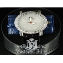 Mens Silver Real Diamond King Jojo Round Bezel Custom Diamond Watch