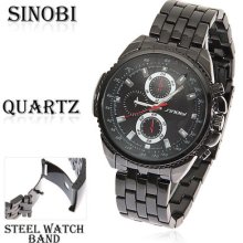 Mens Sinobi Stainless Steel Black ,red & Silvertone Watch W/black Face Dress