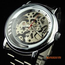 Men's Stainless Steel Band Automatic Mechanical Hours Clock Wrist Watch