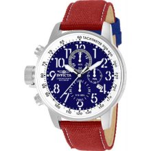 Men's Stainless Steel Case Quartz Specialty Chronograph Blue Tone Dial Nylon and