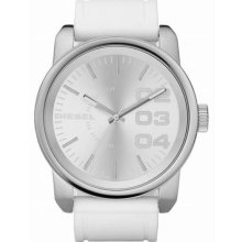 Men's Stainless Steel Case Silver Dial Silicone Strap