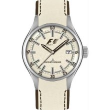 Men's Stainless Steel Formula One Cream Dial Leather Strap Midsize