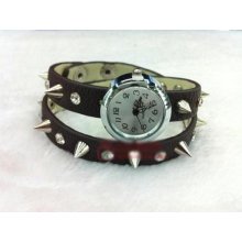 Mens Womens Retro Bullet Point Nail Rivet Punk Cool Bracelet Wrist Watches Hot