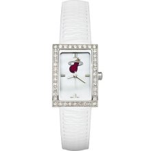 Miami Heat Women's White Leather Strap Allure Watch