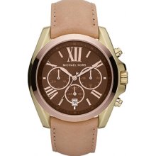 Michael Kors Chronograph Bradshaw Chocolate Leather Strap Ladies Watch MK5630