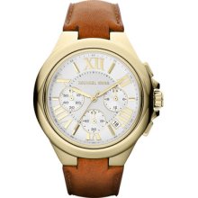 Michael Kors Mk2266 Ladies Camille Chocolate Leather Gold Tone Chronograph