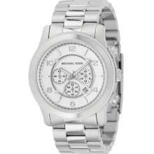 Michael Kors Mk8086 Men's Runway Oversize Silver Stainless Steel Chrono Watch