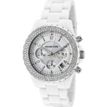 Michael Kors Watches Women's Chronograph White Crystal White Acrylic W