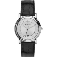 Michel Herbelin Men's Quartz Watch With White Dial Analogue Display And Black Leather Strap 12243/11