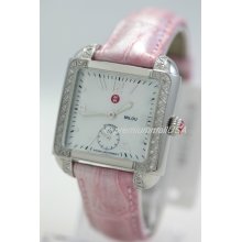 Michele Milou 66 Diamond watch 33mm pearl dial Cherry Blossom alligator $1565