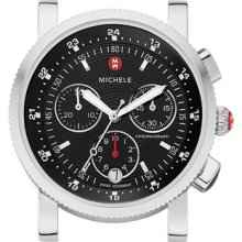 MICHELE 'Sport Sail' Black Dial Watch Case, 38mm Silver / Black