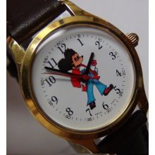 Mickey Mouse Gold Swiss Made Watch w/ Strap - Very Unique and Rare - Other