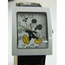 Mickey Mouse Watch Tank Square Big Face /black Band