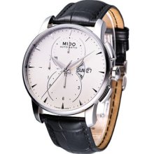 Mido Baroncelli Chronograph Automatic Swiss Watch Cream White M86074114 Leather