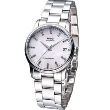 Mido Baroncelli Lady Diamonds Pearl Automatic Cosc Watch White M0102081111600