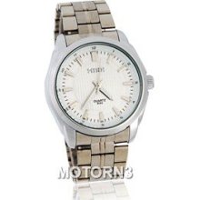 MIKE Round Dial Men's Analog Watch with Stainless Steel Strap (Silver